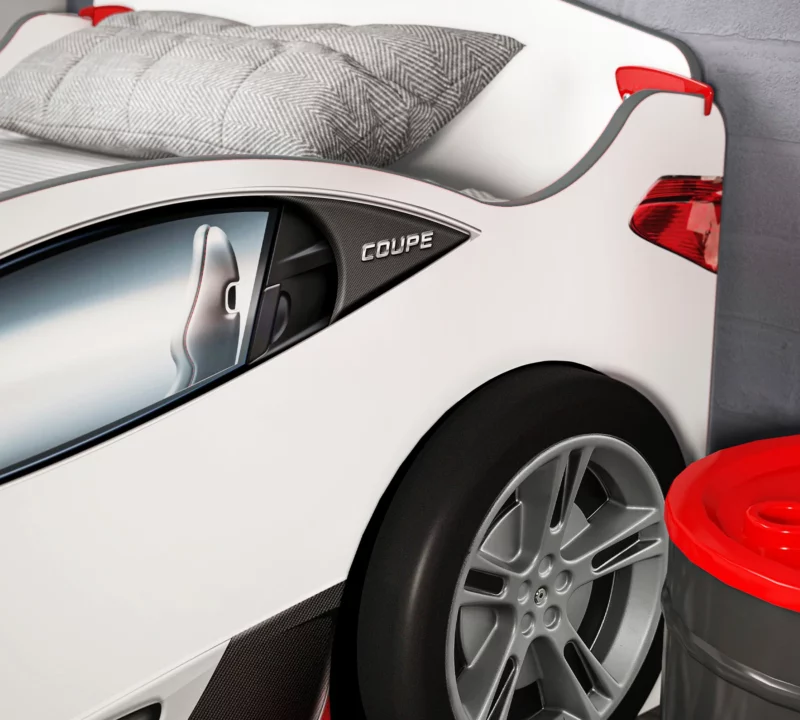 Cilek Coupe Weiß Autobett mit Freundesbett (90x190-90x180) – Bild 8