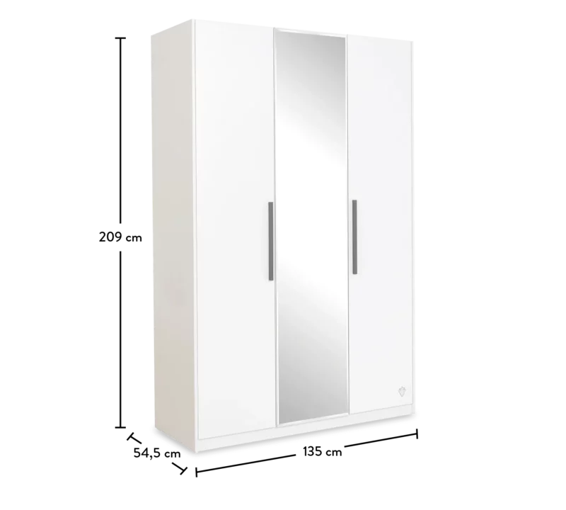 Cilek White Kleiderschrank Mit Spiegel 3-türig – Bild 6