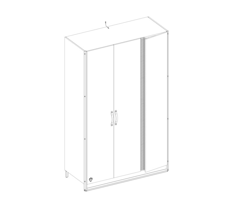 Cilek Dark Metal Kleiderschrank 3-türig – Bild 4