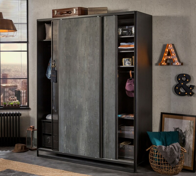Cilek Dark Metal Large Schiebetüren Kleiderschrank – Bild 2