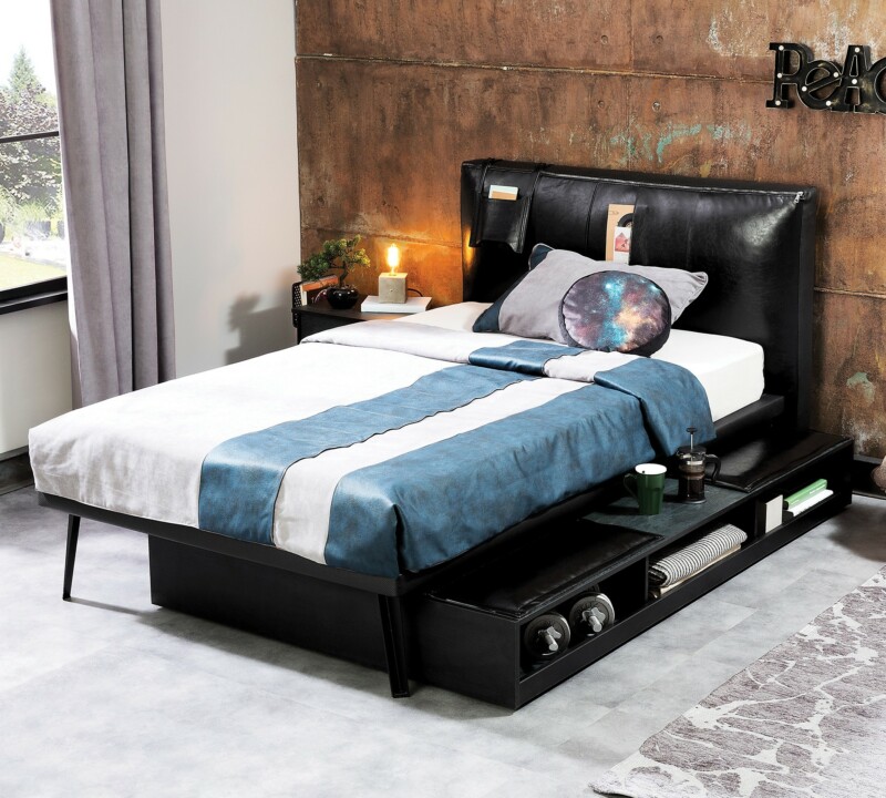 Cilek Dark Metal Bettschublade mit Fächern 90x190 cm – Bild 2