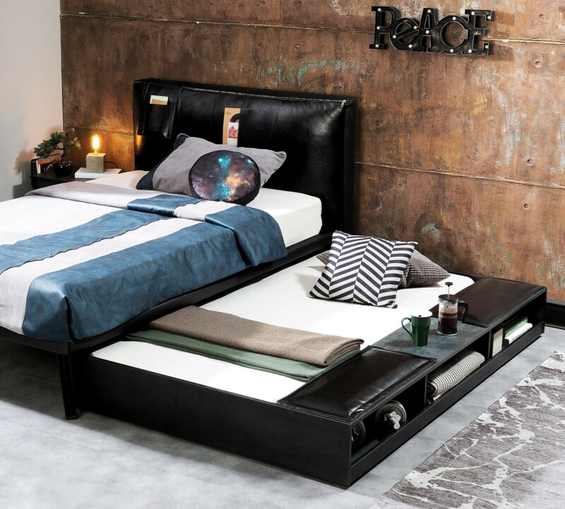 Cilek Dark Metal Bettschublade mit Fächern 90x190 cm – Bild 3