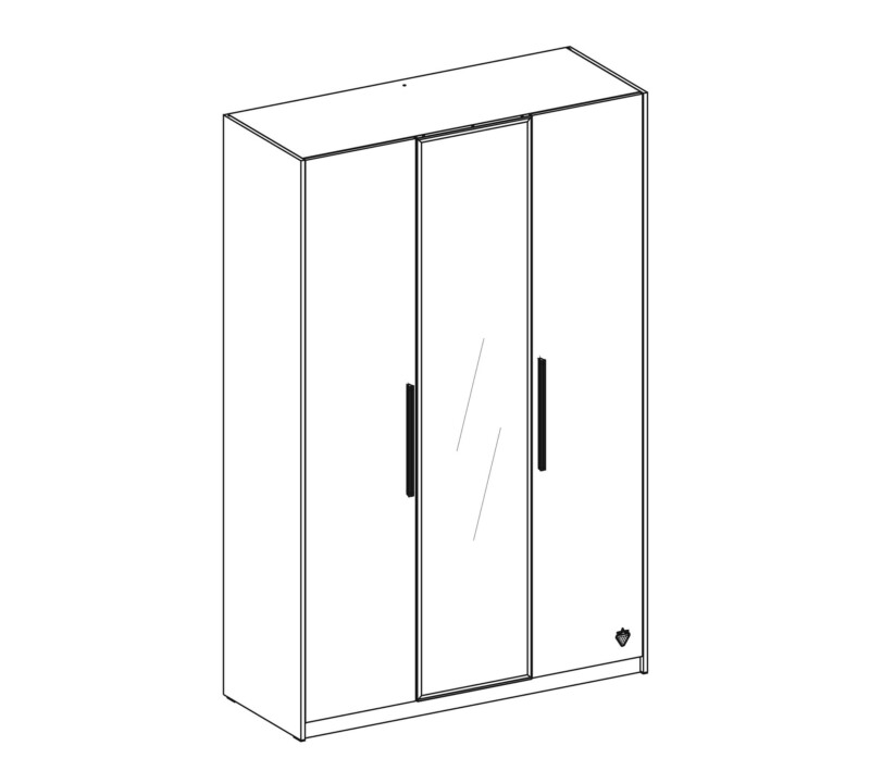 Cilek White Kleiderschrank Mit Spiegel 3-türig – Bild 4
