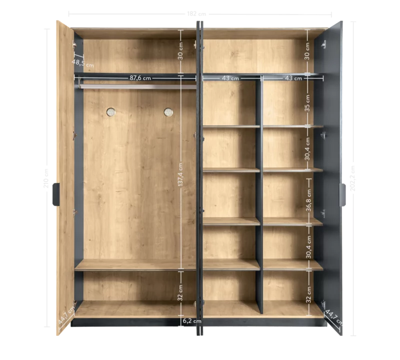 Cilek Black Kleiderschrank 4-türig – Bild 5