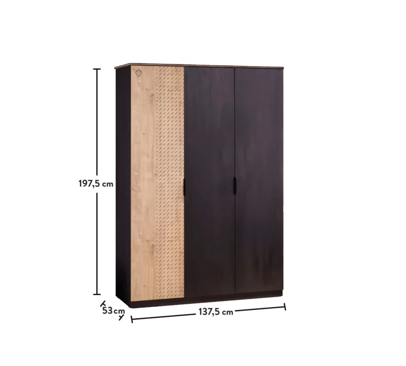 Cilek Black Line Kleiderschrank 3-türig – Bild 4