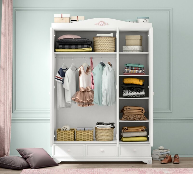 Cilek Rustic White Kleiderschrank 3-türig – Bild 3