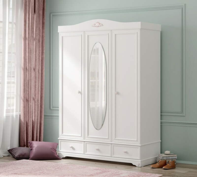 Cilek Rustic White Kleiderschrank 3-türig – Bild 2
