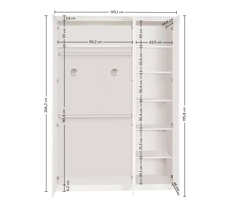 Cilek Selena Grey Kleiderschrank 3-türig – Bild 5