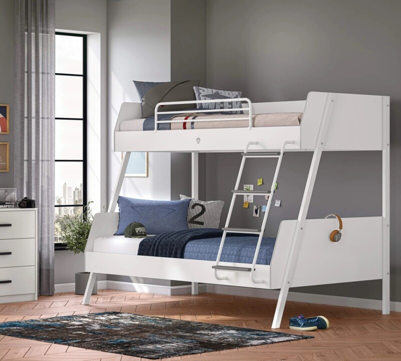 White Etagenbett 90x200 + 120x200 cm – Bild 2