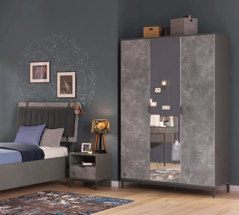 Cilek Space Gray Kleiderschrank 3-trg – Bild 5