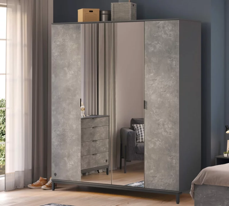 Cilek Space Gray Kleiderschrank 4-trg – Bild 3