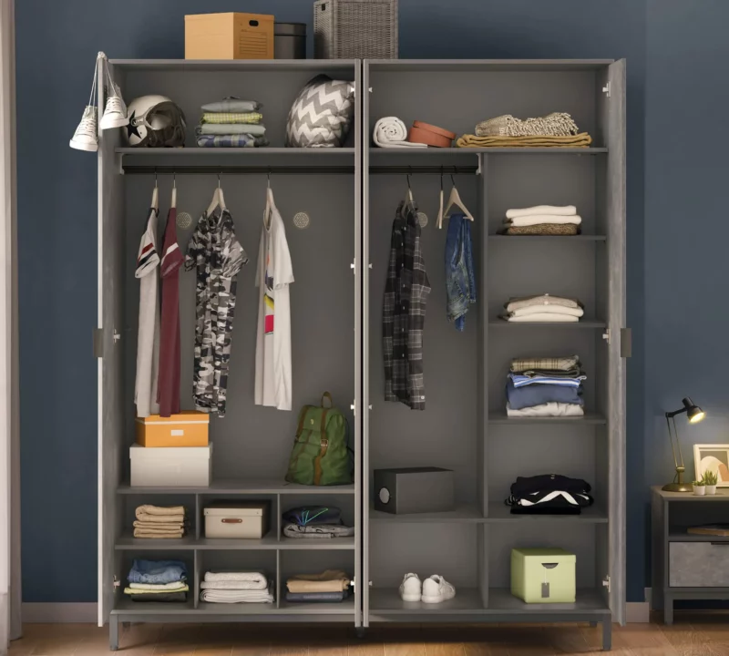 Cilek Space Gray Kleiderschrank 4-trg – Bild 4