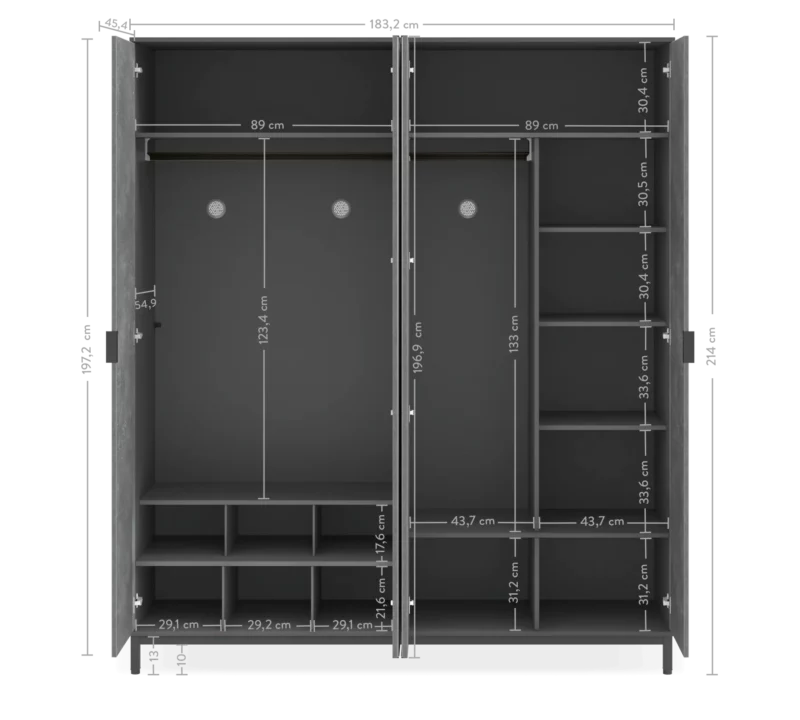 Cilek Space Gray Kleiderschrank 4-trg – Bild 5