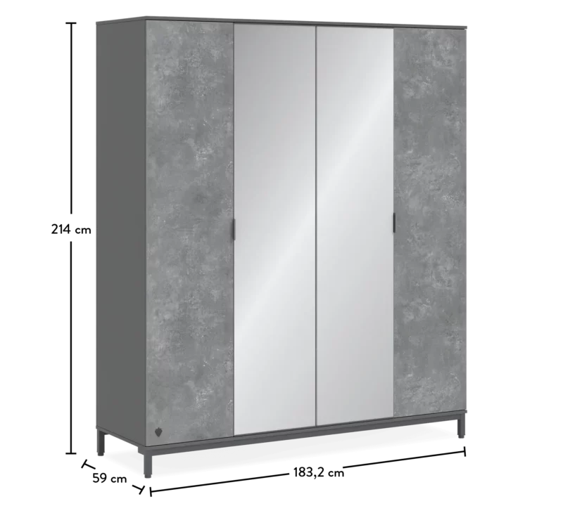 Cilek Space Gray Kleiderschrank 4-trg – Bild 6