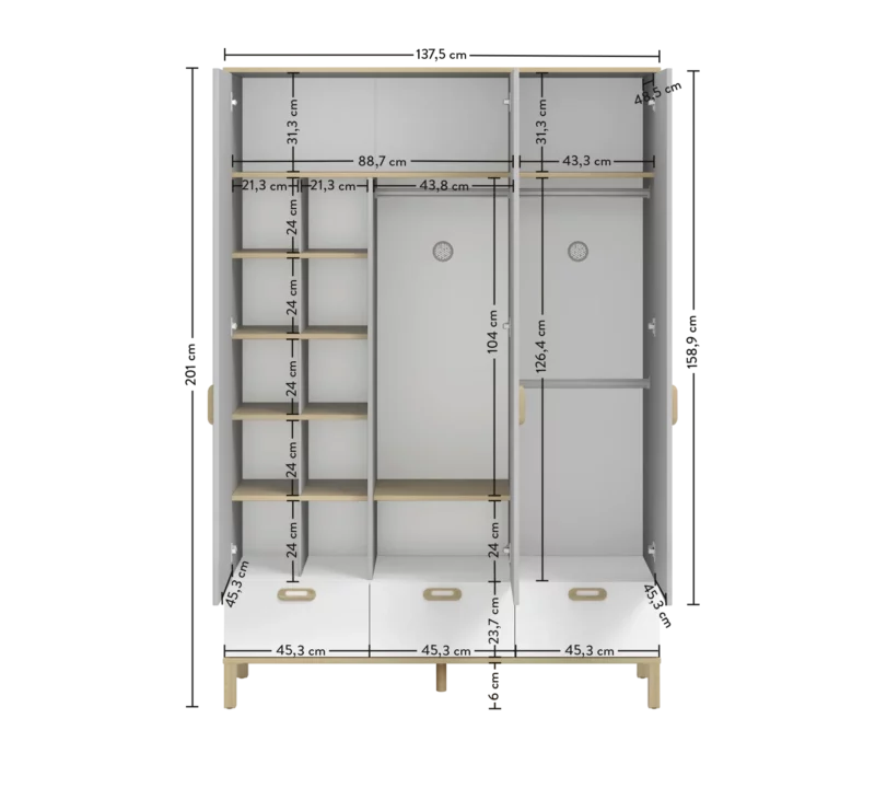 Cilek Mino Baby Kliederschrank 3-türig – Bild 6