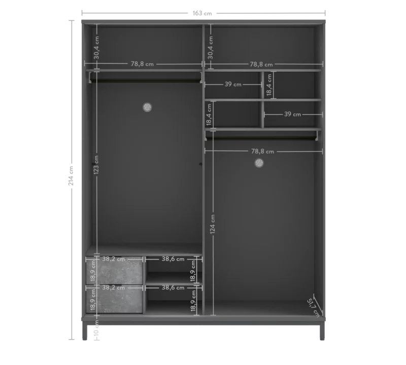 Cilek Space Gray Schiebetürenschrank – Bild 6