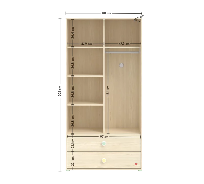Cilek Montes Natural Kliederschrank 2-türig – Bild 4