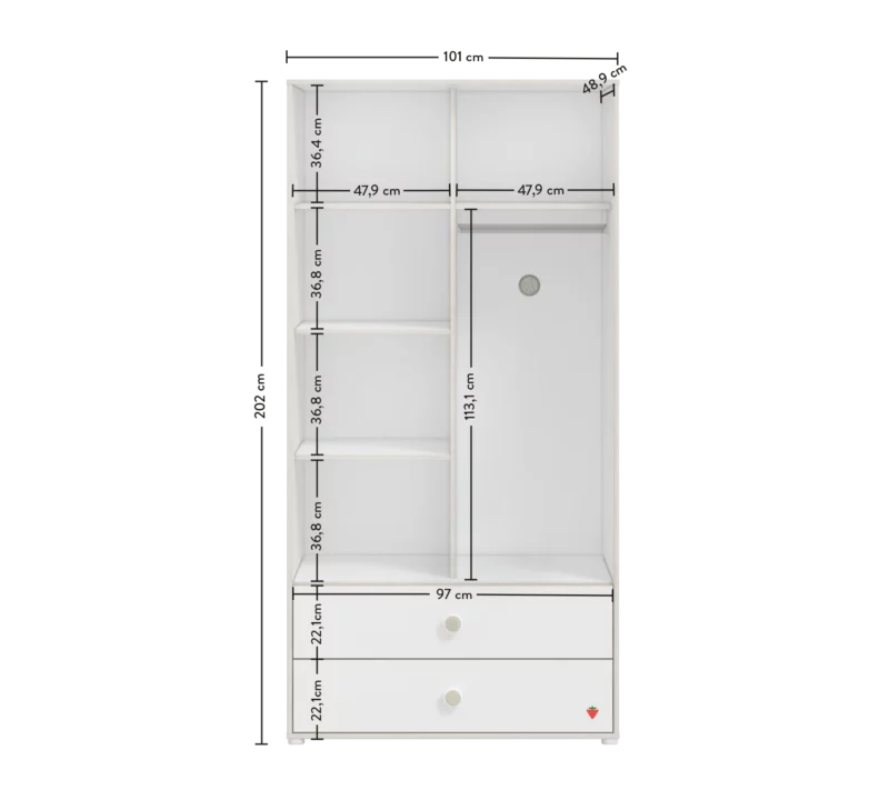 Cilek Montes Weiß Kleiderschrank 2-türig – Bild 5