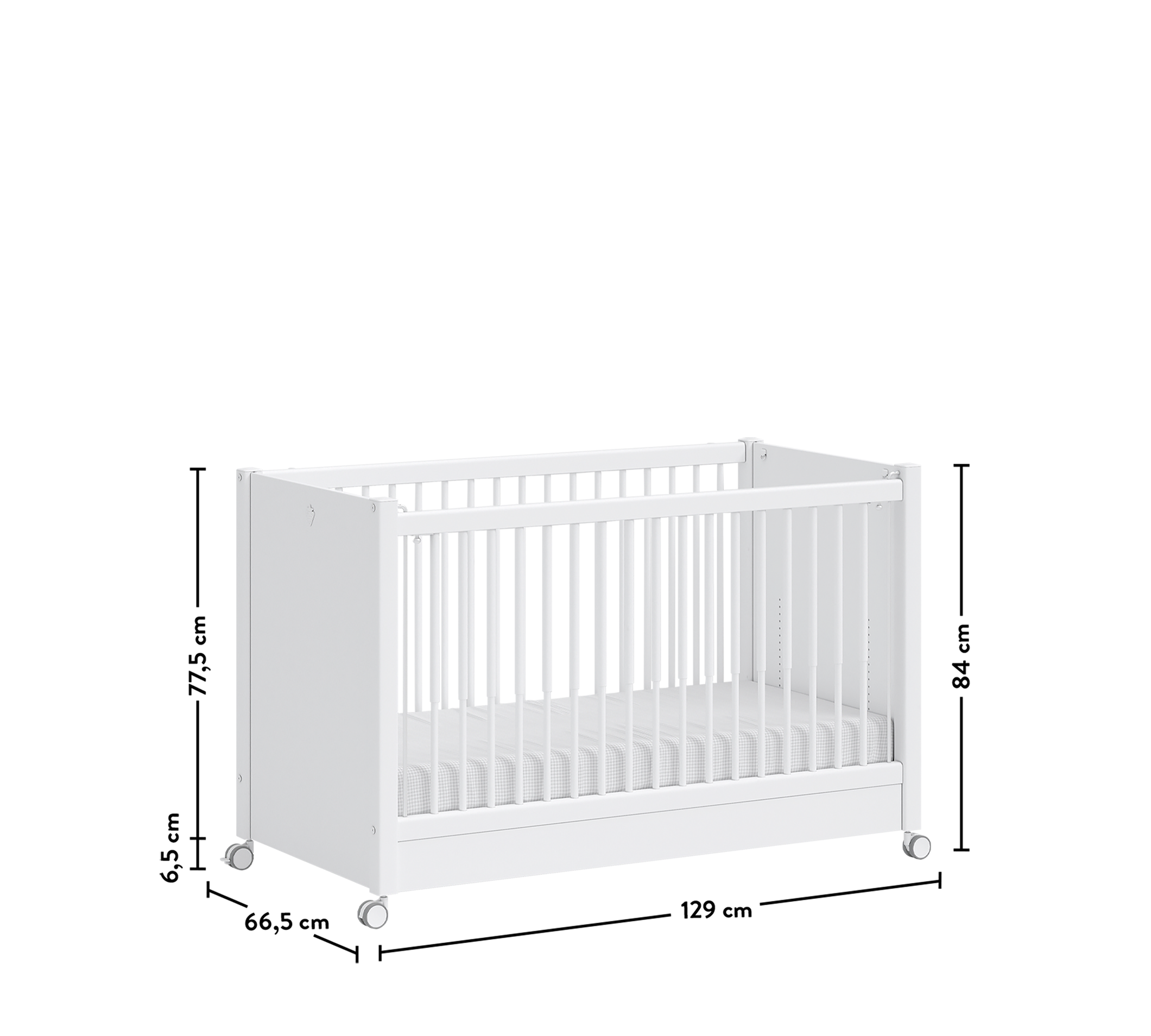 Cilek Baby Cotton mit Rollen Babybett Weiß (60 × 120 cm) – Bild 13