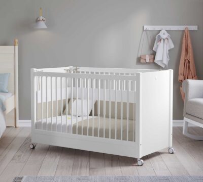 Cilek Baby Cotton mit Rollen Babybett Weiß (60 × 120 cm)