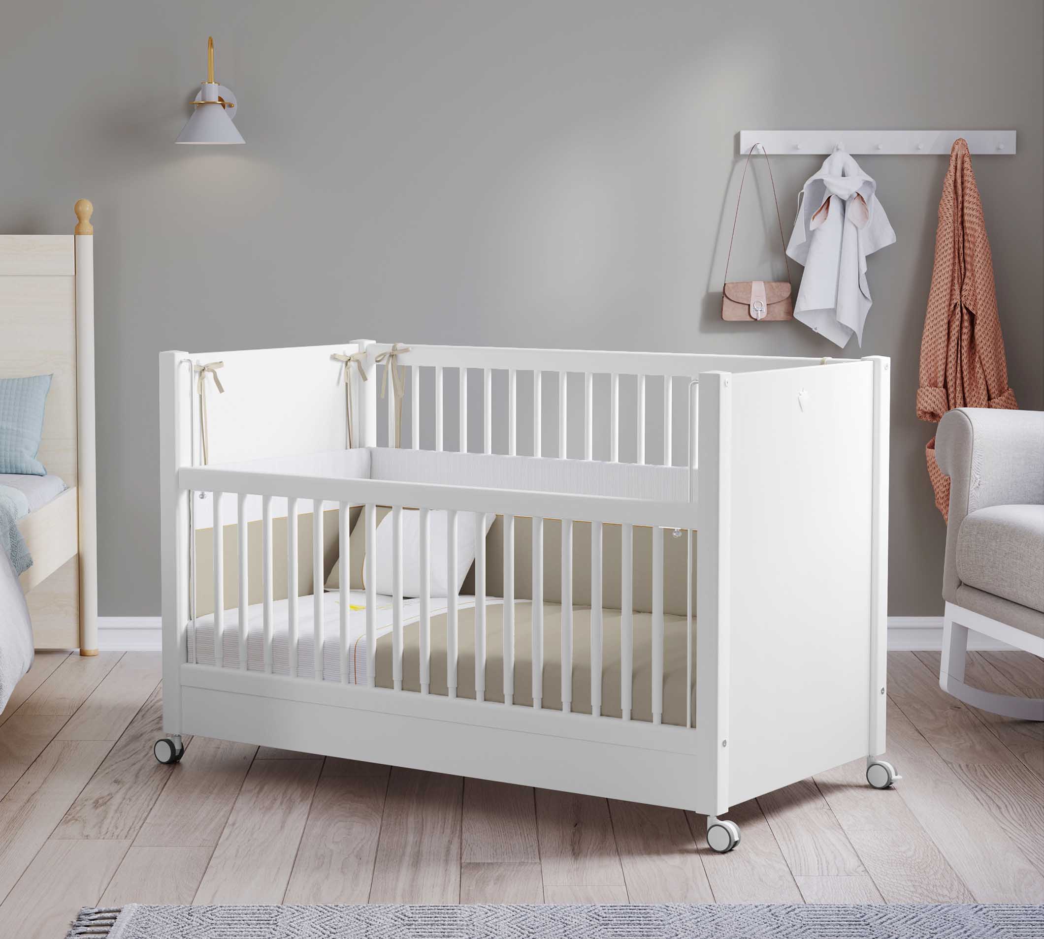 Cilek Baby Cotton mit Rollen Babybett Weiß (60 × 120 cm) – Bild 9
