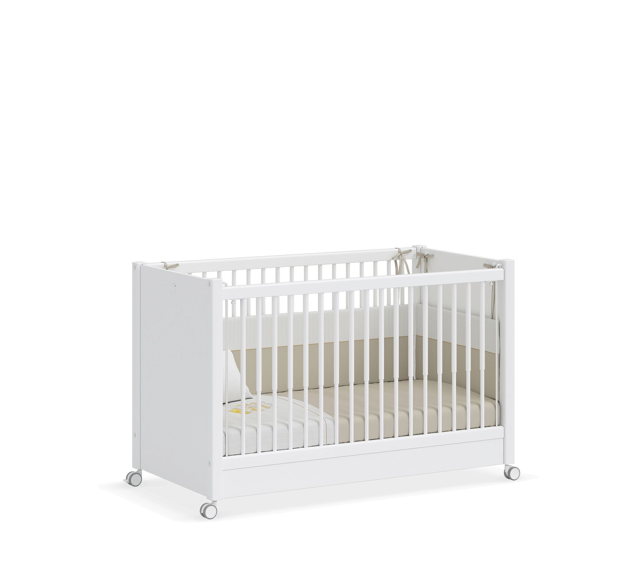 Cilek Baby Cotton mit Rollen Babybett Weiß (60 × 120 cm) – Bild 12
