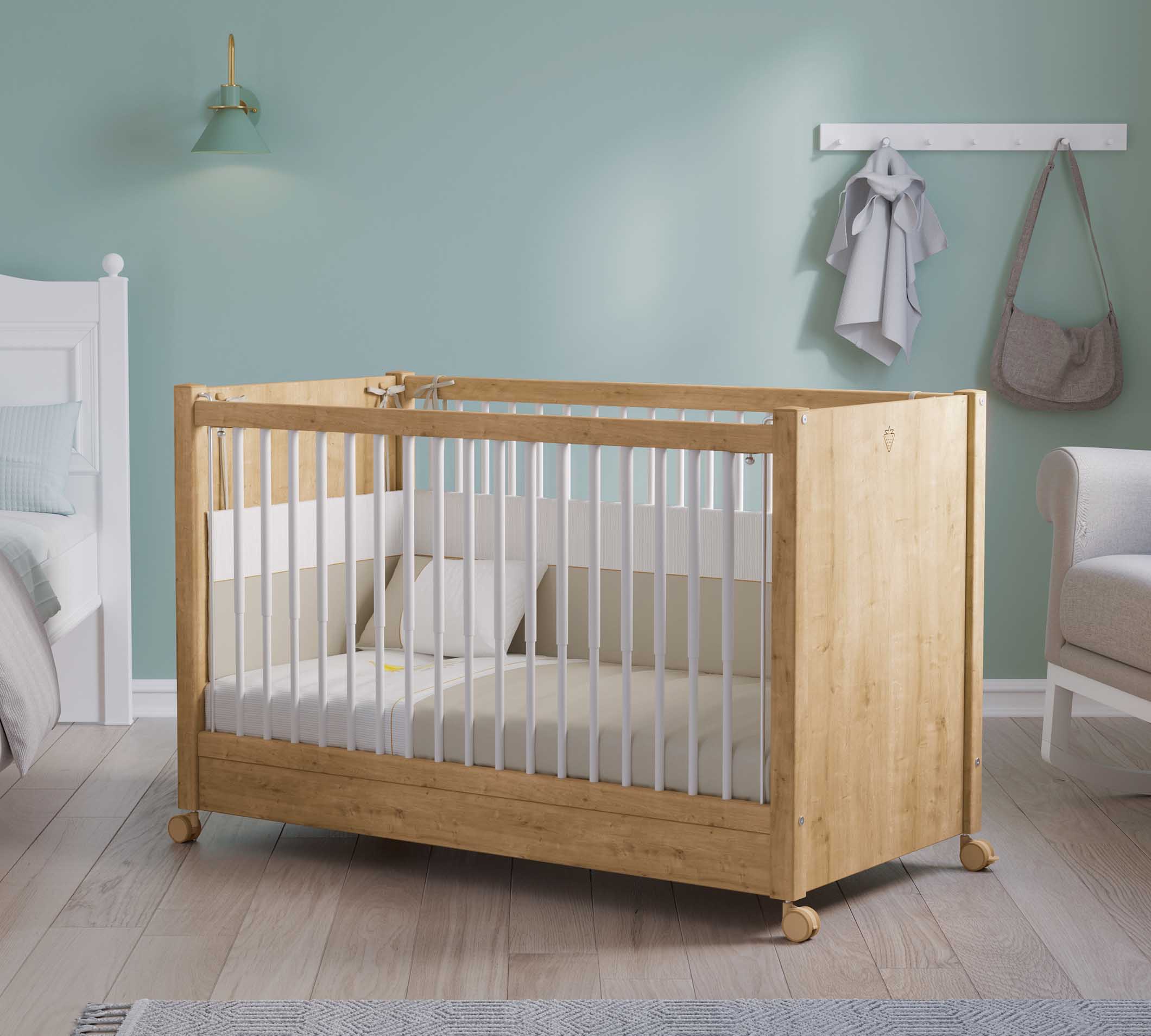 Cilek Mocha Baby Babybett Eiche mit Rollen (60 × 120 cm) – Bild 8