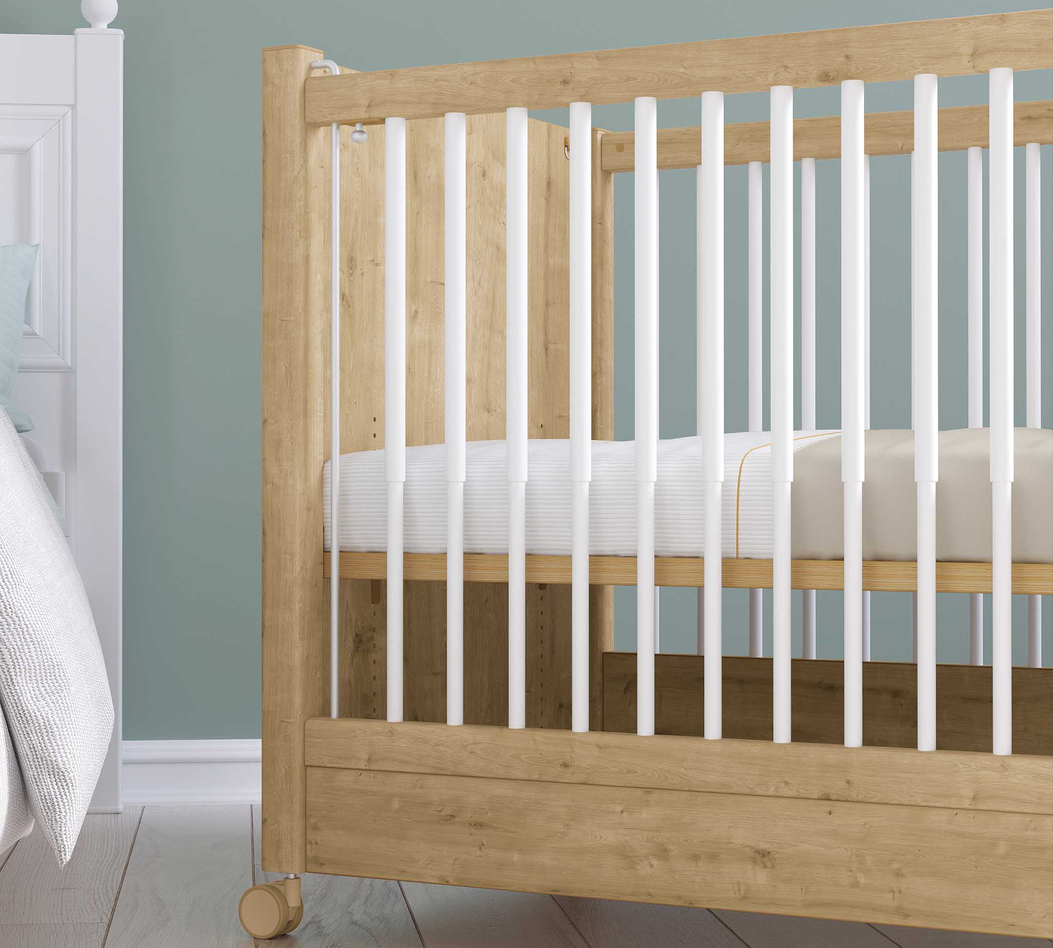 Cilek Mocha Baby Babybett Eiche mit Rollen (60 × 120 cm) – Bild 11