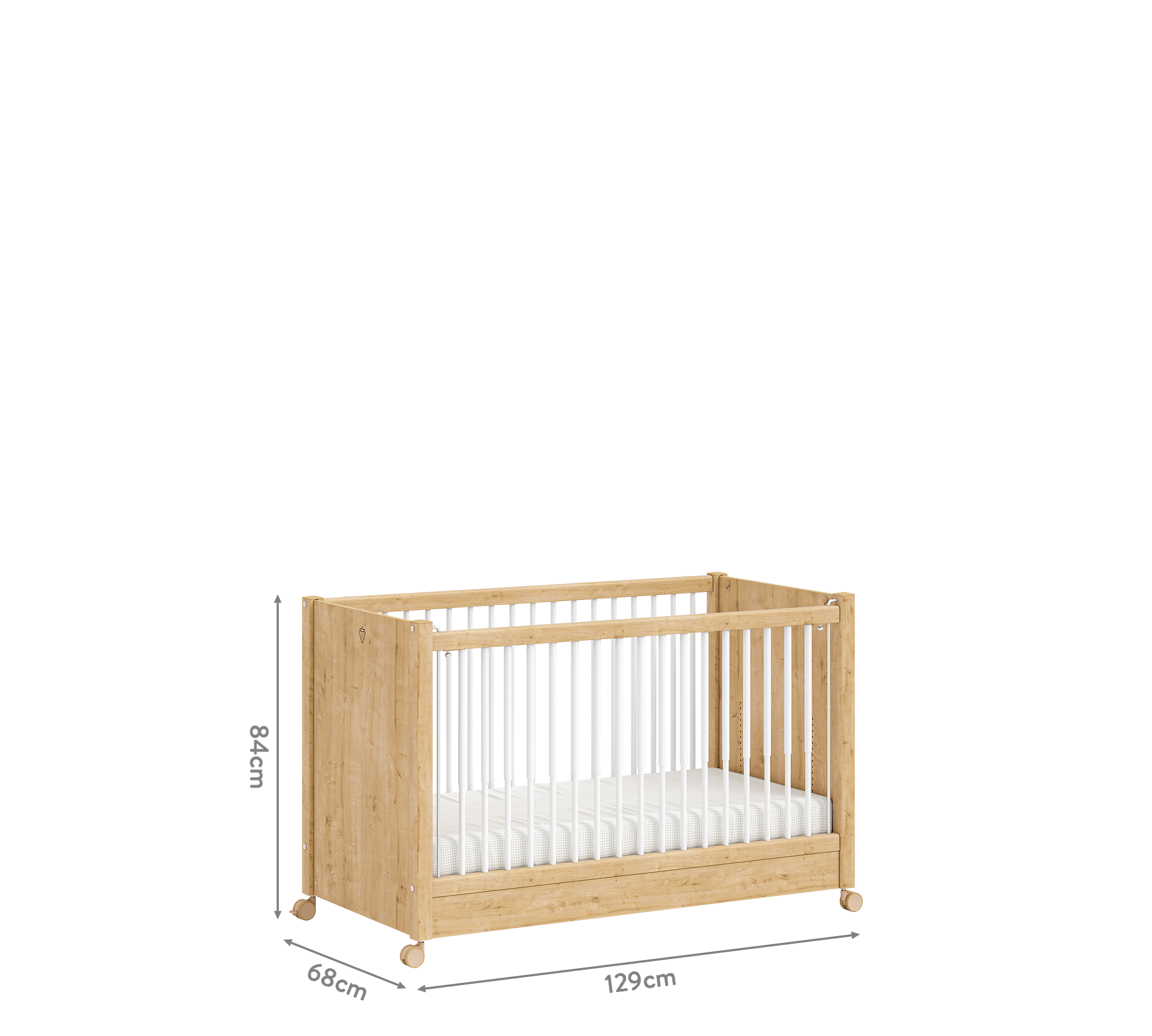 Cilek Mocha Baby Babybett Eiche mit Rollen (60 × 120 cm) – Bild 7