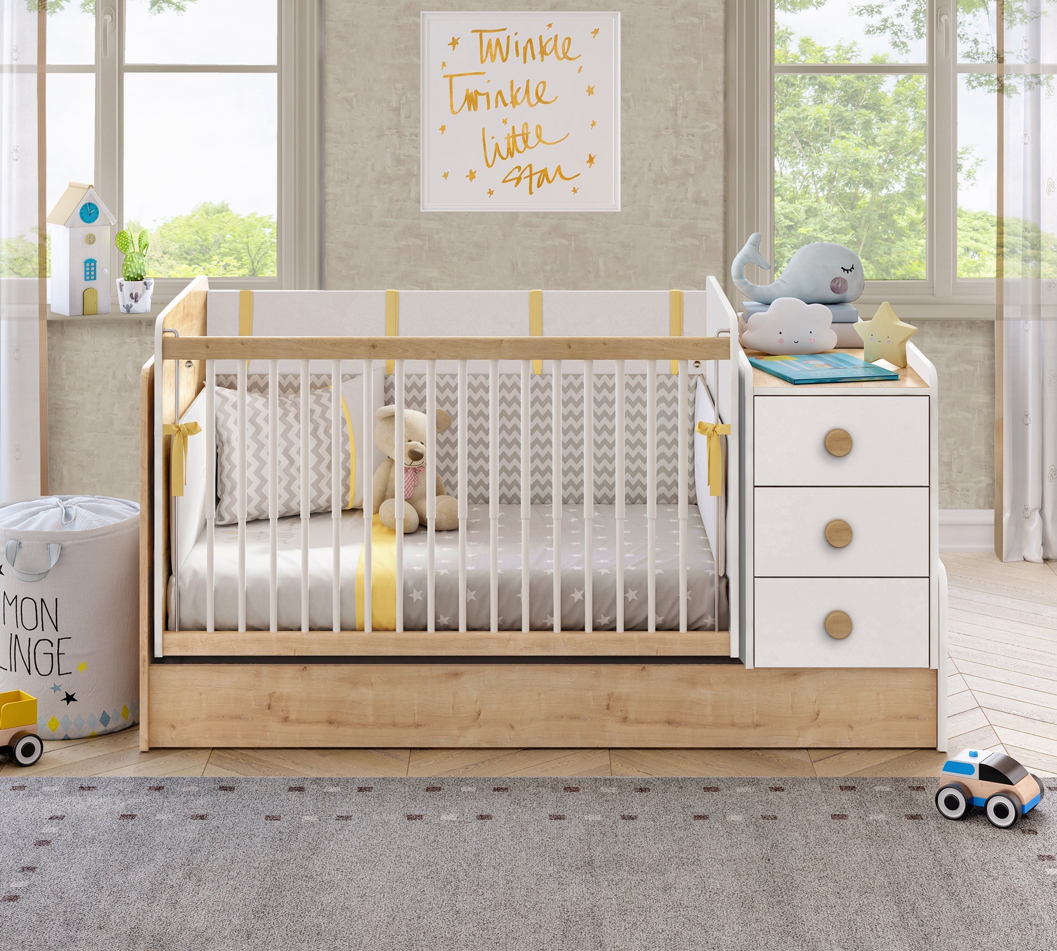 Cilek Natura Baby Schaukel- und Umbaubett (70 × 115–70 × 160 cm) – Bild 9