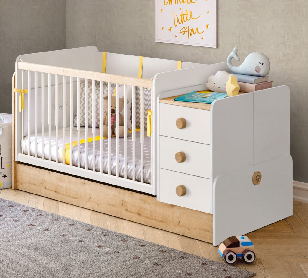 Cilek Natura Baby Schaukel- und Umbaubett (70 × 115–70 × 160 cm)
