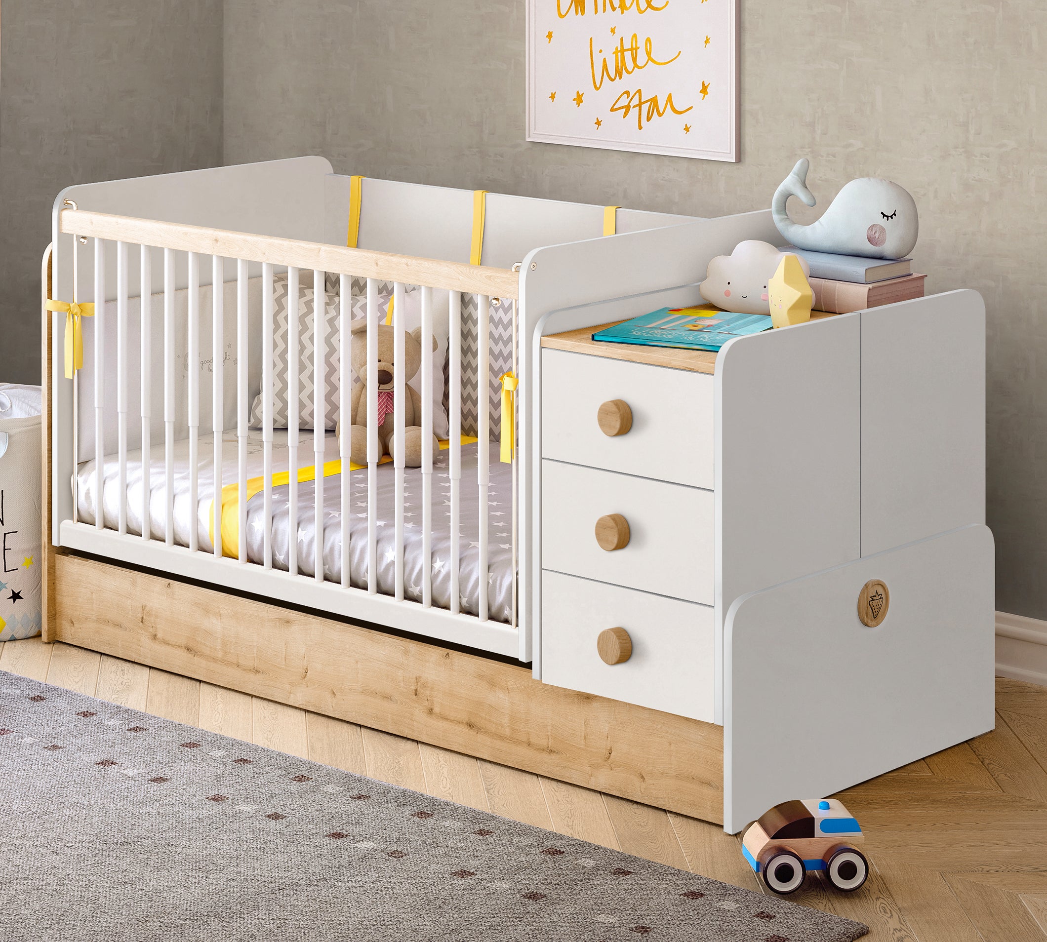 Cilek Natura Baby Schaukel- und Umbaubett (70 × 115–70 × 160 cm)
