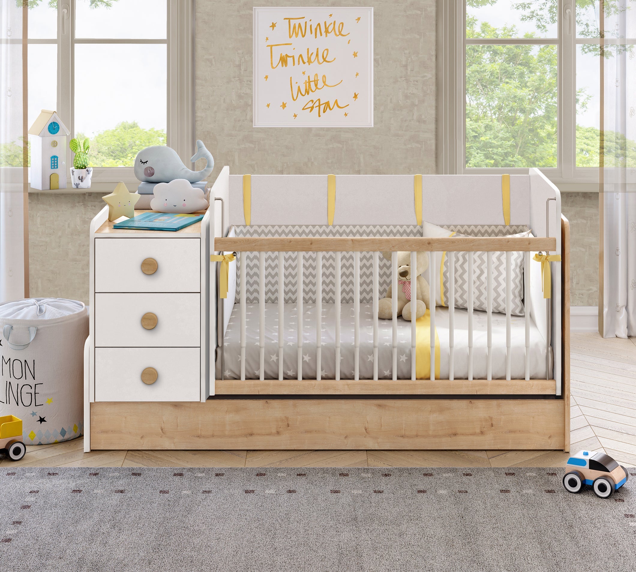 Cilek Natura Baby Schaukel- und Umbaubett (70 × 115–70 × 160 cm) – Bild 10