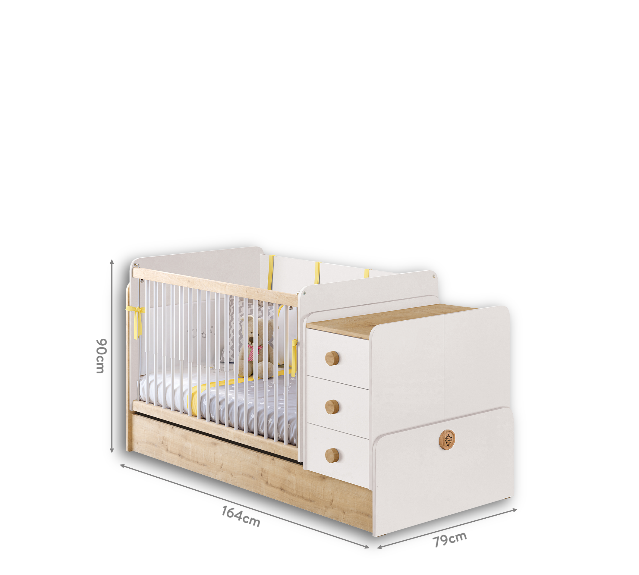 Cilek Natura Baby Schaukel- und Umbaubett (70 × 115–70 × 160 cm) – Bild 6