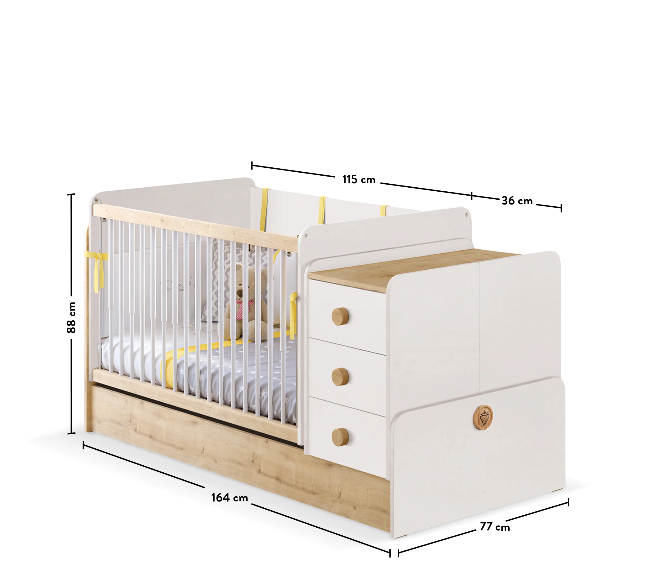 Cilek Natura Baby Schaukel- und Umbaubett (70 × 115–70 × 160 cm) – Bild 13