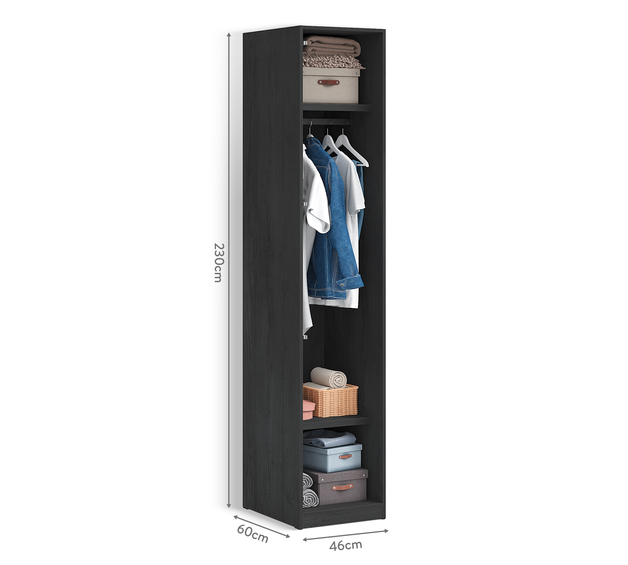 Cilek 1-türiger Kleiderschrank Schwarz (Glastür) – Bild 8