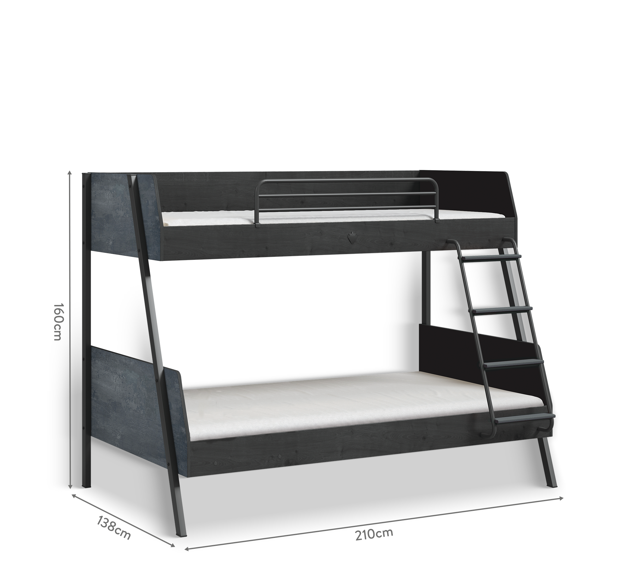 Cilek Dark Metal Großes Etagenbett (90 × 200–120 × 200 cm) – Bild 2