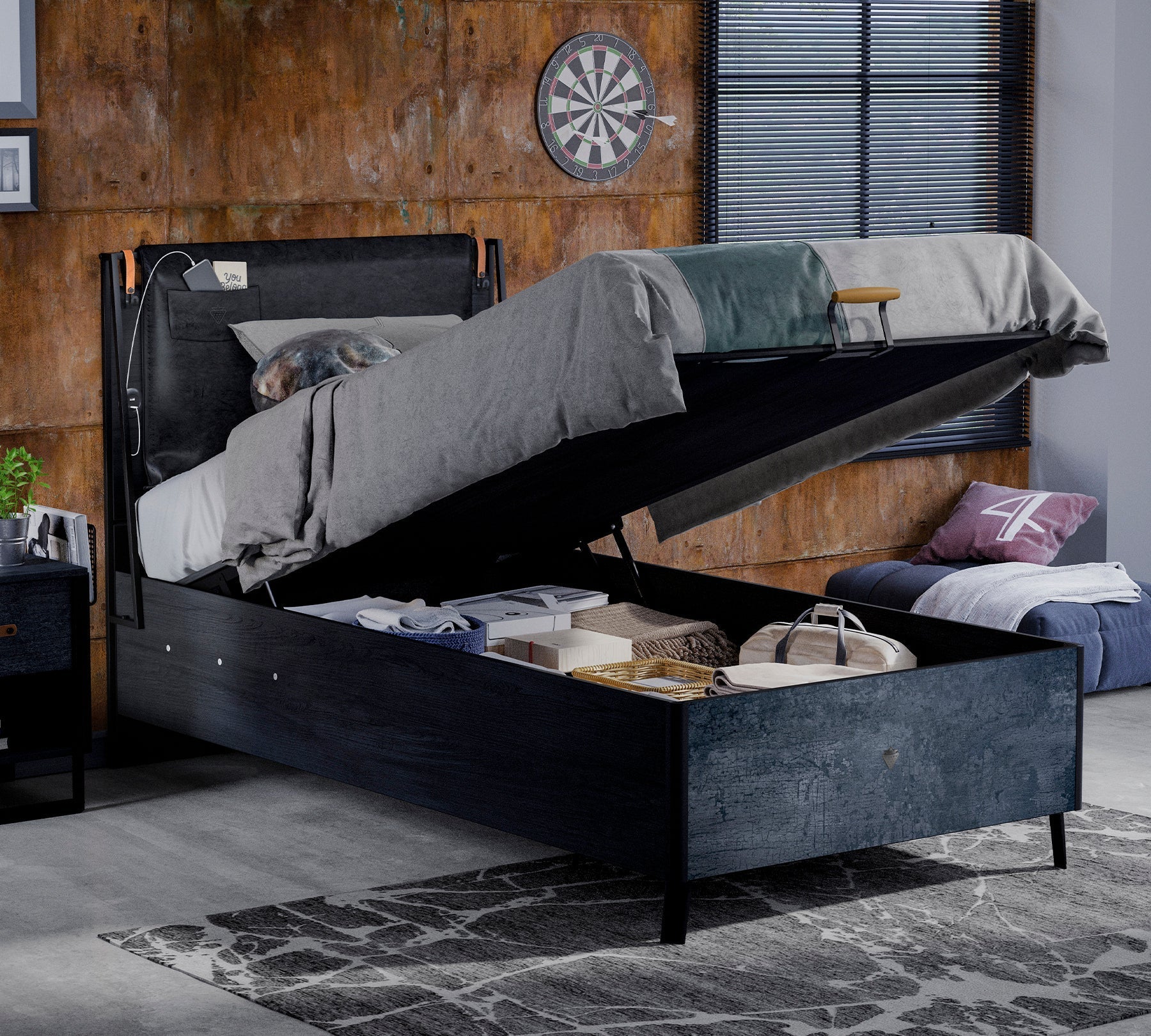 Cilek Dark Metal Line-Stauraumbett (100 × 200 cm) – Bild 6