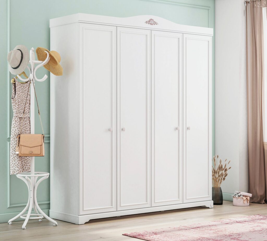 Cilek Rustik White 4-türiger Kleiderschrank