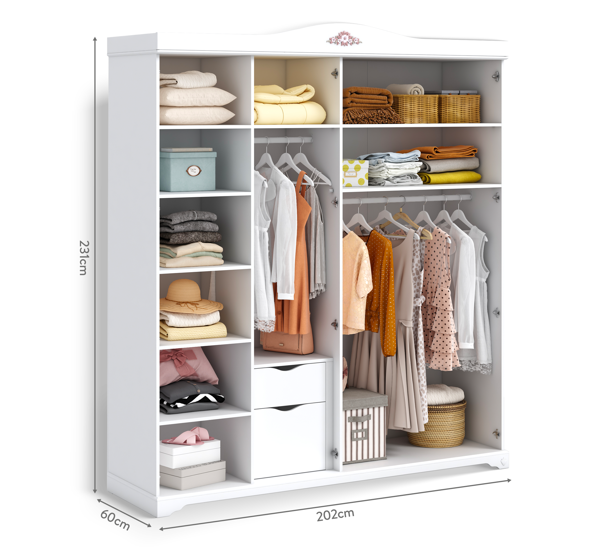 Cilek Rustik White 4-türiger Kleiderschrank – Bild 10