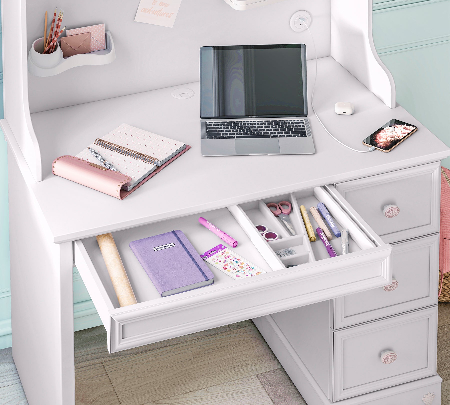 Cilek Rustik White RUSTIC Weiß Klein STUDY Schreibtisch – Bild 3