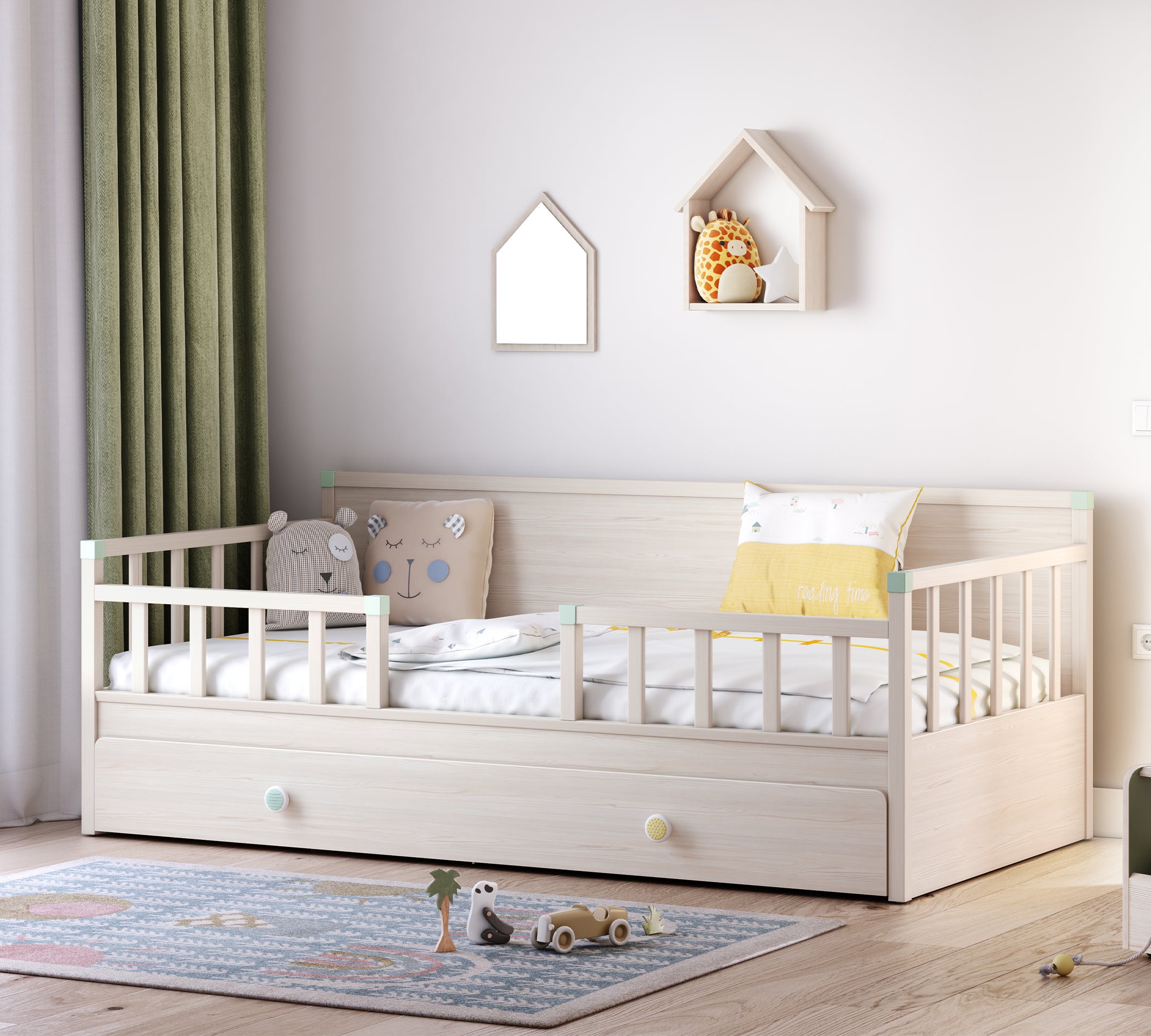 Cilek Ausziehbett mit Griff (montes Natur) (90 × 190 cm) – Bild 2