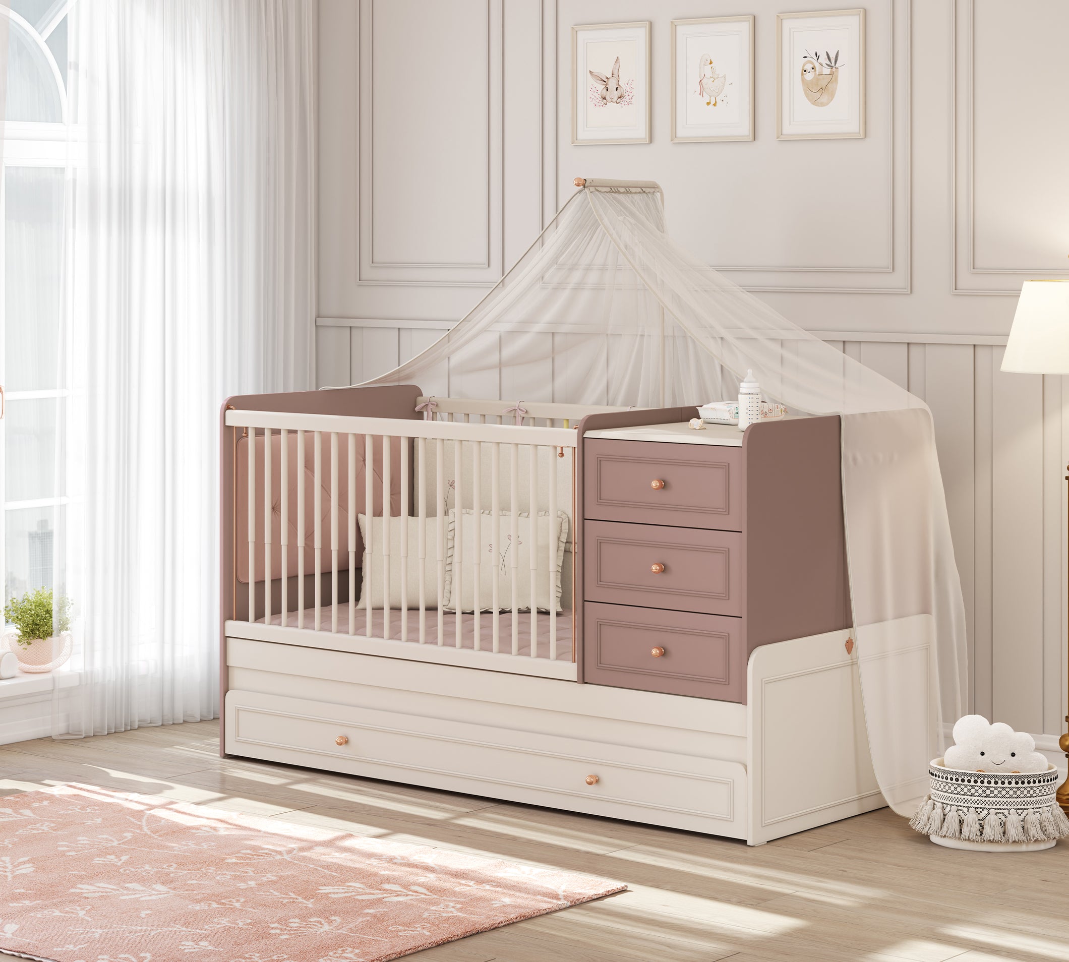Cilek Baby Elegance Baby Cilek Elegance SL CONVERTIBLE Babybett (mit Elternbett)(80X180 CM)