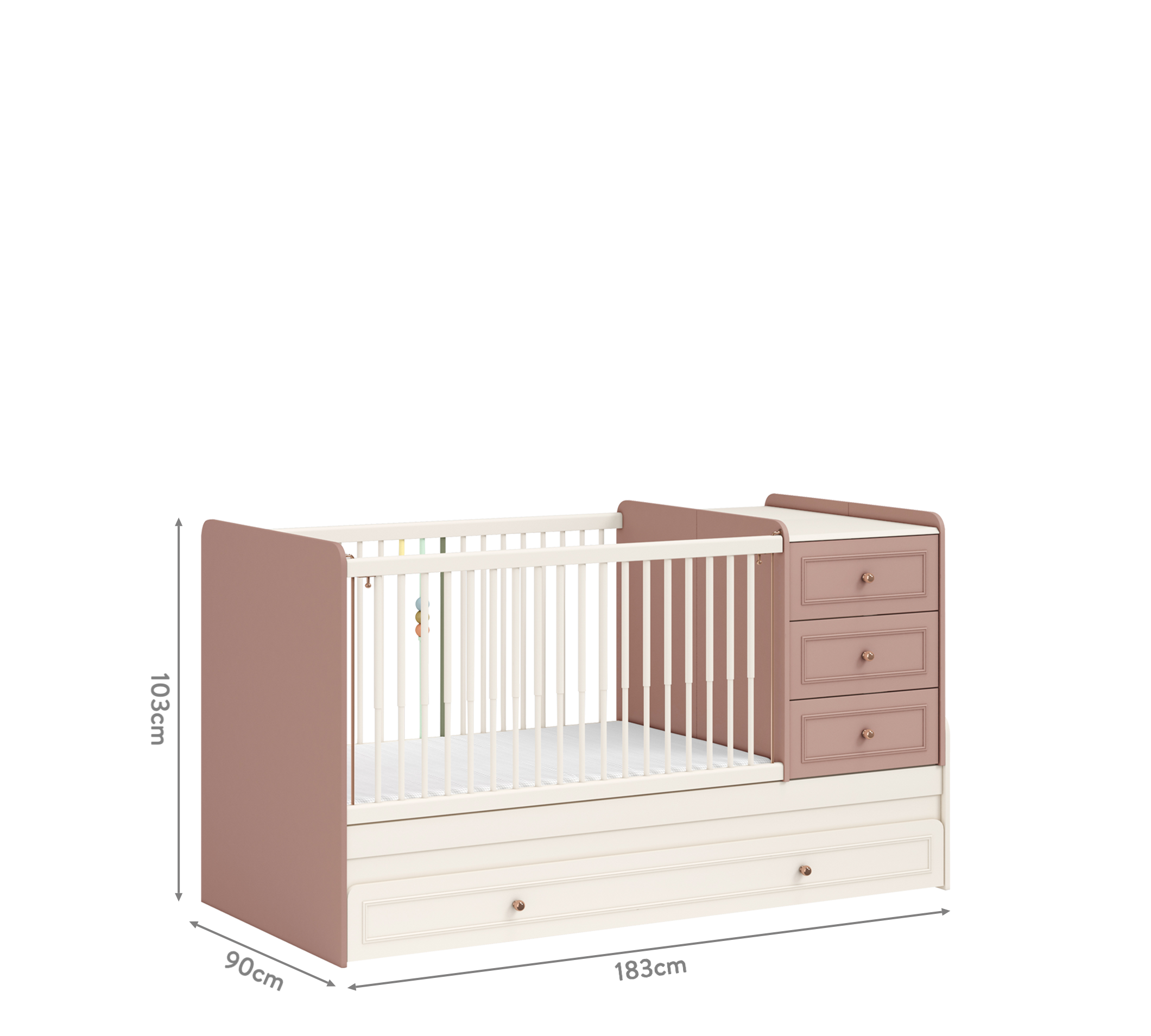 Cilek Baby Elegance Baby Cilek Elegance SL CONVERTIBLE Babybett (mit Elternbett)(80X180 CM) – Bild 5