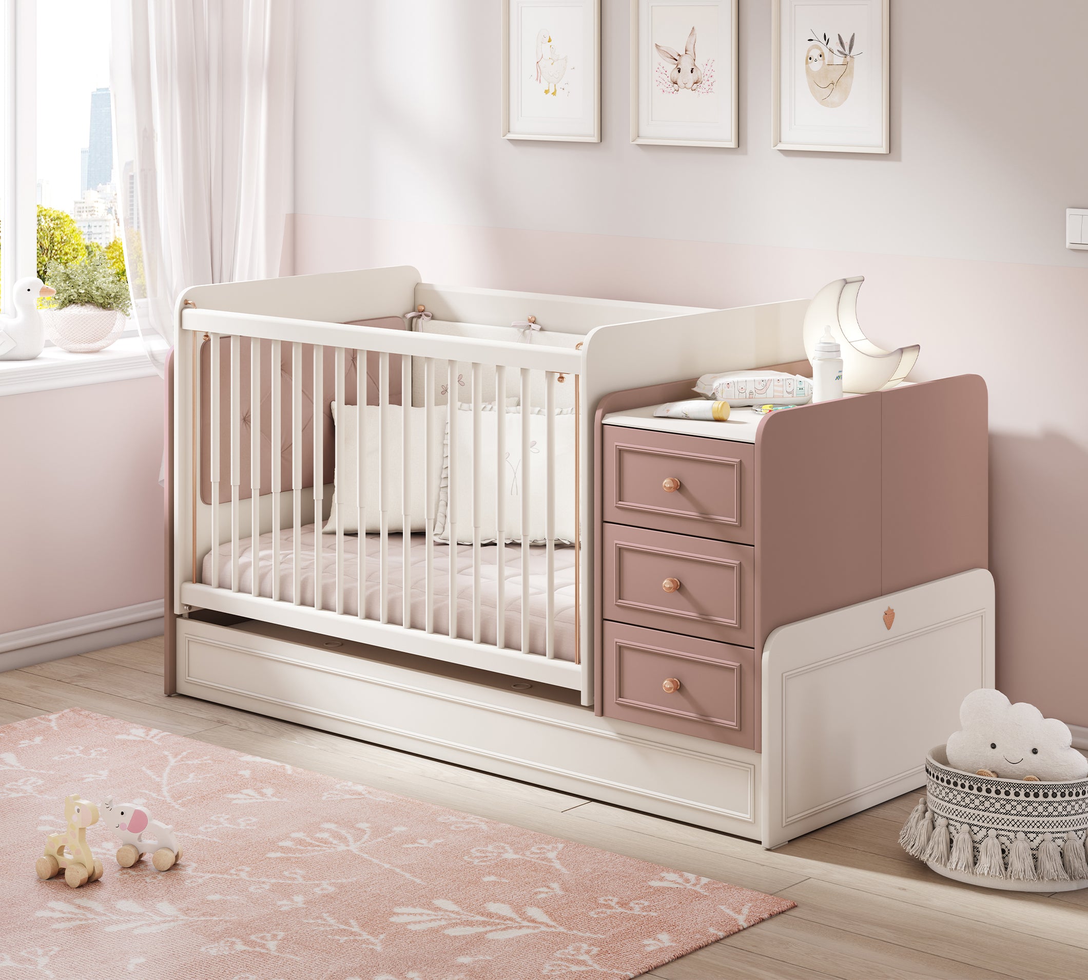 Cilek Baby Elegance Baby Cilek Elegance SWINGING-CONVERTIBLE Babybett (70X115-70X160 CM)