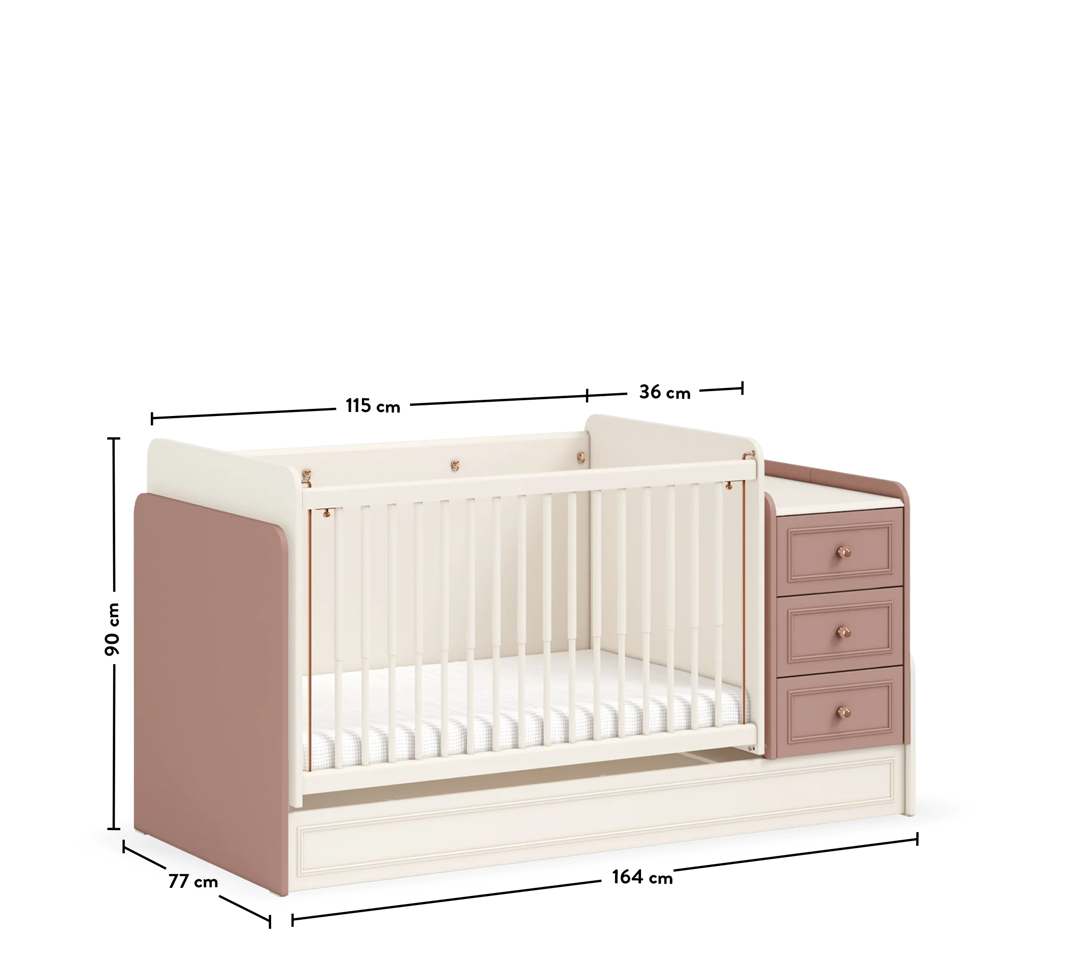 Cilek Baby Elegance Baby Cilek Elegance SWINGING-CONVERTIBLE Babybett (70X115-70X160 CM) – Bild 3