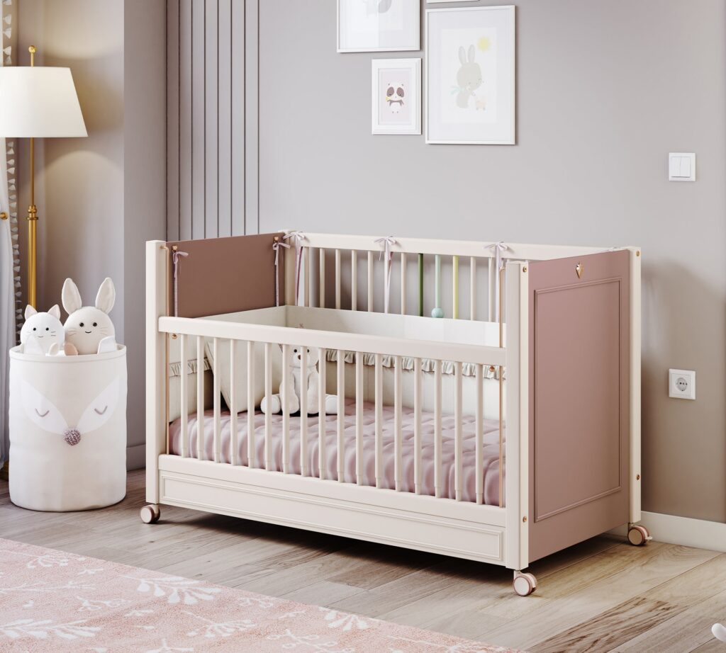Cilek Baby Elegance Babybett Eiche mit Rollen (60 × 120 cm)