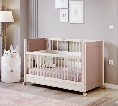 Cilek Baby Elegance Babybett Eiche mit Rollen (60 × 120 cm)