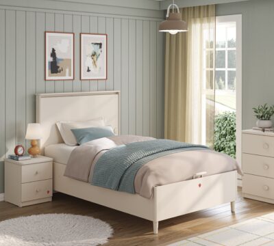 Cilek Varia Cream Stauraumbett mit flachem Kopfteil (100 × 200 cm)