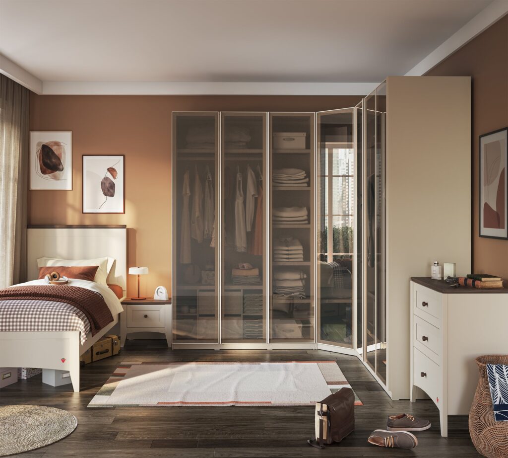Cilek 1-türiger Kleiderschrank Creme (Glastür)